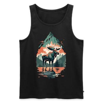 Gardiens de la nature sauvage : l’orignal et la nature en harmonie - Débardeur bio Premium Homme - noir - Devant - AI Model Male 178 light (178cm)