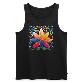 Fleur abstraite avec des feuilles colorées dans Dot Art - Débardeur bio Premium Homme - noir - Devant - AI Model Male 178 light (178cm)