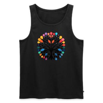 Colorful Tree of Life - Colorful Dot Pattern - Men's Premium Organic Tank Top - black - Front - AI Model Male 178 light (178cm)