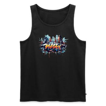 Street Art Revolution Cool Hood Graffiti Design - Men's Premium Organic Tank Top - black - Front - AI Model Male 178 light (178cm)