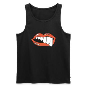 teeth lips ugly smile illustration - Männer Premium Bio Tank Top - Schwarz - Vorne - Michal (187cm)