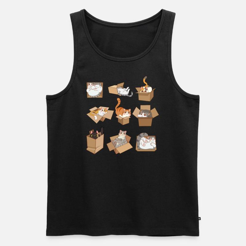 Cats in Boxes - Männer Premium Bio Tank Top - Schwarz