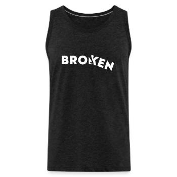 Broken - Gebrochen - Männer Premium Bio Tank Top - Anthrazit - Vorne - Alexander (188cm)