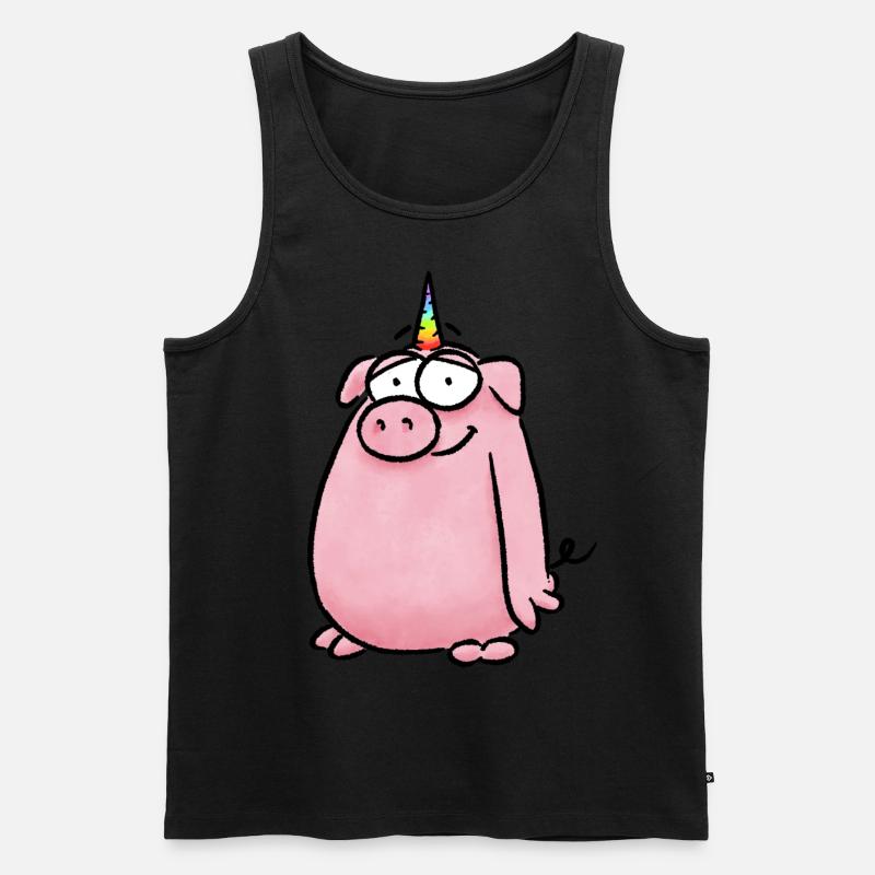 Einhorn Schwein - Männer Premium Bio Tank Top - Schwarz
