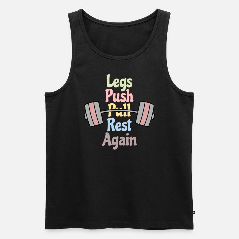 Legs, Push, Pull, Again - Männer Premium Bio Tank Top - Schwarz