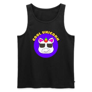 Licorne cool avec des lunettes de soleil - Débardeur bio Premium Homme - noir - Devant - AI Model Male 178 light (178cm)