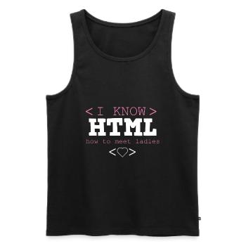 HTML Editor Hypertext Markup Language Web Document - Débardeur bio Premium Homme - noir - Devant - AI Model Male 178 light (178cm)