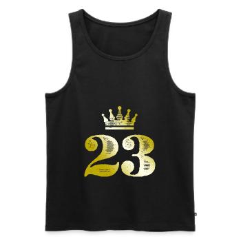 23 Chiffre Couronne Or - Débardeur bio Premium Homme - noir - Devant - Michal (187cm)