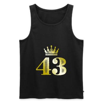 43 Numéro Couronne Or - Débardeur bio Premium Homme - noir - Devant - Michal (187cm)
