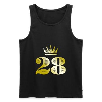 28 Zahl Krone Gold - Männer Premium Bio Tank Top - Schwarz - Vorne - Michal (187cm)