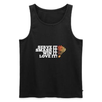 Badminton - Männer Premium Bio Tank Top - Schwarz - Vorne - Michal (187cm)