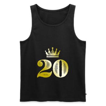 20 Zahl Krone Gold - Männer Premium Bio Tank Top - Schwarz - Vorne - Michal (187cm)