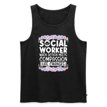 Fleurs du Mois du travail social à l’école - Débardeur bio Premium Homme - noir - Devant - Michal (187cm)