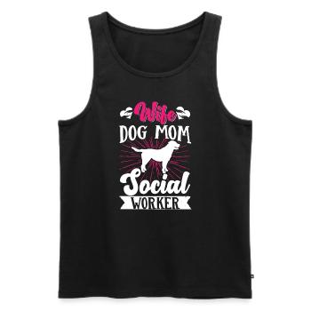 Mois du travail social à l’école Femme Chien - Débardeur bio Premium Homme - noir - Devant - Michal (187cm)