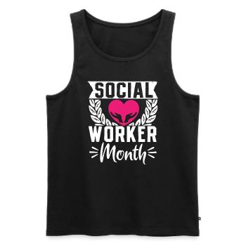 Mois du travail social à l’école Cœur - Débardeur bio Premium Homme - noir - Devant - Michal (187cm)