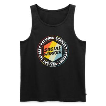 Mois du travail social scolaire Retro - Débardeur bio Premium Homme - noir - Devant - Michal (187cm)