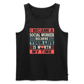 School Social Work Month I Becae A - Männer Premium Bio Tank Top - Schwarz - Vorne - Michal (187cm)