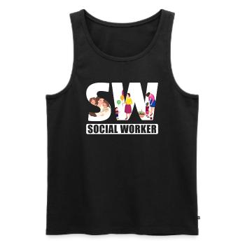 Mois du travail social scolaire Sw Social - Débardeur bio Premium Homme - noir - Devant - Michal (187cm)