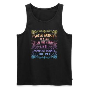 School Social Work Month - Men's Premium Organic Tank Top - black - Front - AI Model Male 178 light (178cm)