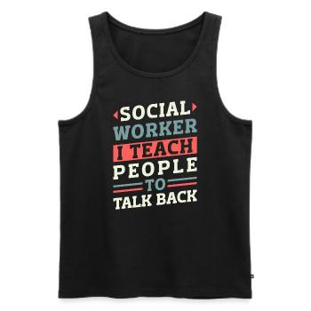 School Social Work Month Retro - Men's Premium Organic Tank Top - black - Front - AI Model Male 178 light (178cm)