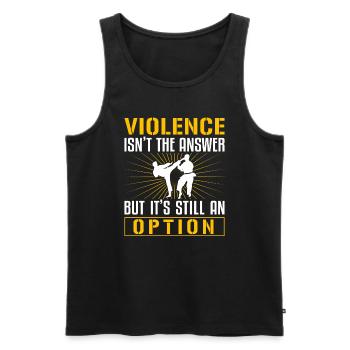 Karate Black Belt Gi Uniform - Männer Premium Bio Tank Top - Schwarz - Vorne - Michal (187cm)