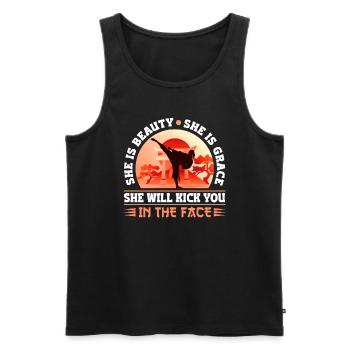Karate Black Belt Gi Uniform Girl - Männer Premium Bio Tank Top - Schwarz - Vorne - Michal (187cm)