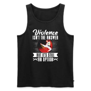 Karate Black Belt Gi Uniform - Männer Premium Bio Tank Top - Schwarz - Vorne - Michal (187cm)