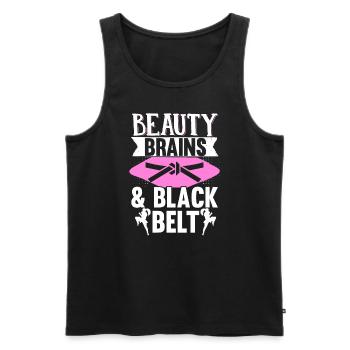 Karate Black Belt Gi Uniform Women - Männer Premium Bio Tank Top - Schwarz - Vorne - Michal (187cm)
