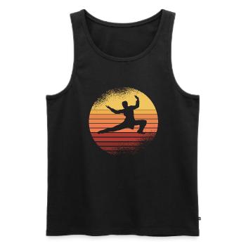 Karate Black Belt Gi Uniform - Männer Premium Bio Tank Top - Schwarz - Vorne - Michal (187cm)
