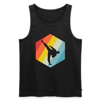 Karate Black Belt Gi Uniform - Männer Premium Bio Tank Top - Schwarz - Vorne - Michal (187cm)