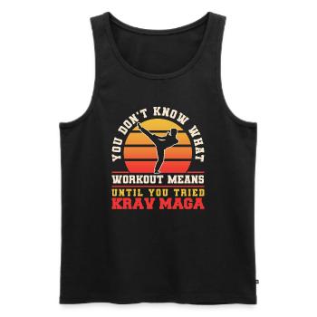 Krav Maga Apparel Israeli Self - Männer Premium Bio Tank Top - Schwarz - Vorne - Michal (187cm)