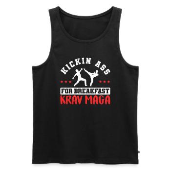 Krav Maga Apparel Israeli Self - Männer Premium Bio Tank Top - Schwarz - Vorne - Michal (187cm)