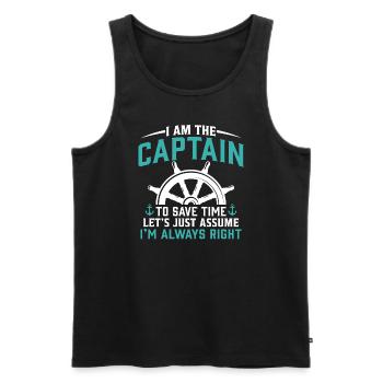 Je suis le capitaine drôle de voile - Débardeur bio Premium Homme - noir - Devant - Michal (187cm)