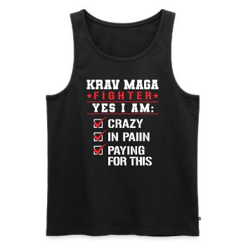 Krav Maga Apparel Israeli Self - Männer Premium Bio Tank Top - Schwarz - Vorne - Michal (187cm)