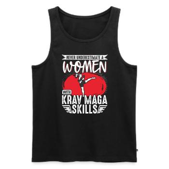 Krav Maga Apparel Israeli Self - Männer Premium Bio Tank Top - Schwarz - Vorne - Michal (187cm)