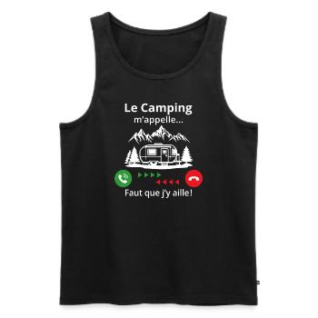 Le camping m'appelle faut que j'y aille! - Débardeur bio Premium Homme - noir - Devant - Michal (187cm)