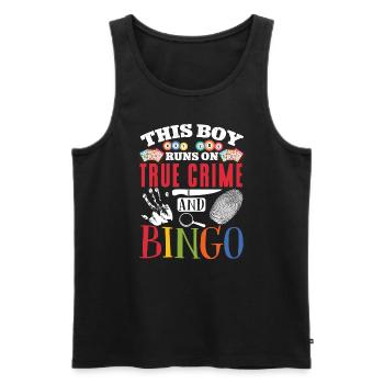This Boy Runs On True Crime And - Männer Premium Bio Tank Top - Schwarz - Vorne - AI Model Male 178 light (178cm)