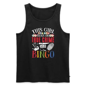 This Girl Runs On True Crime And - Männer Premium Bio Tank Top - Schwarz - Vorne - AI Model Male 178 light (178cm)