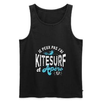 je peux pas jai kitesurf et apéro Humour kite surf - Débardeur bio Premium Homme - noir - Devant - AI Model Male 178 light (178cm)