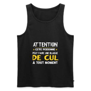 Blague de cul beauf humour sexe cadeau drôle - Débardeur bio Premium Homme - noir - Devant - Michal (187cm)