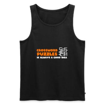 Lustige Kreuzworträtsel Puzzle -Buch -Enthusiast - Männer Premium Bio Tank Top - Schwarz - Vorne - Michal (187cm)