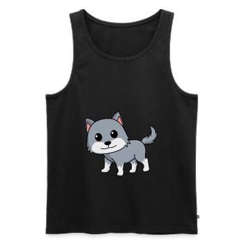 Wolf Comic Tier - Männer Premium Bio Tank Top - Schwarz - Vorne - Michal (187cm)