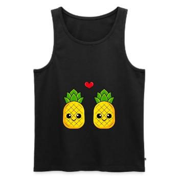 Ananas Paar Liebe Comic - Männer Premium Bio Tank Top - Schwarz - Vorne - AI Model Male 178 light (178cm)