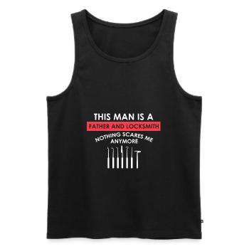 Lockpicking Expert Déverrouillage Service Lock Papa - Débardeur bio Premium Homme - noir - Devant - AI Model Male 178 light (178cm)