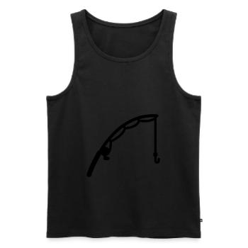 Icône de pêche à la canne à pêche - Débardeur bio Premium Homme - noir - Devant - AI Model Male 178 light (178cm)