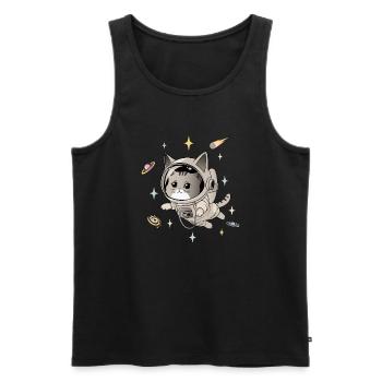 Astronautenkatze im All - Männer Premium Bio Tank Top - Schwarz - Vorne - Michal (187cm)