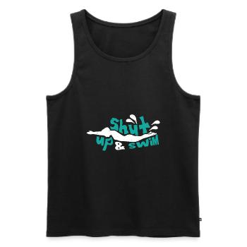 Swimmers Swimming 50 meters track Breaststroke - Men's Premium Organic Tank Top - black - Front - AI Model Male 178 light (178cm)