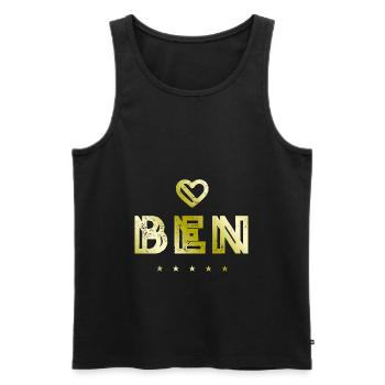 Ben Heart - Men's Premium Organic Tank Top - black - Front - AI Model Male 178 light (178cm)