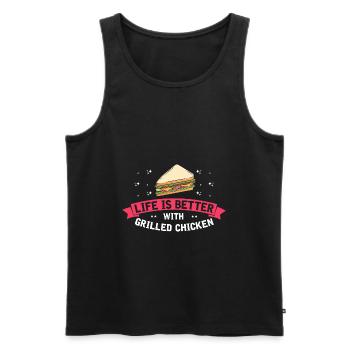 Food Love Sandwich Baguette Cheese - Men's Premium Organic Tank Top - black - Front - Michal (187cm)