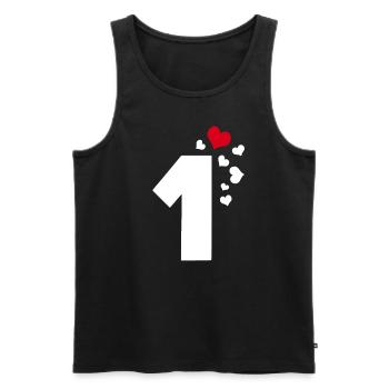 1 Heart Number One 1st Anniversary - Men's Premium Organic Tank Top - black - Front - Michal (187cm)